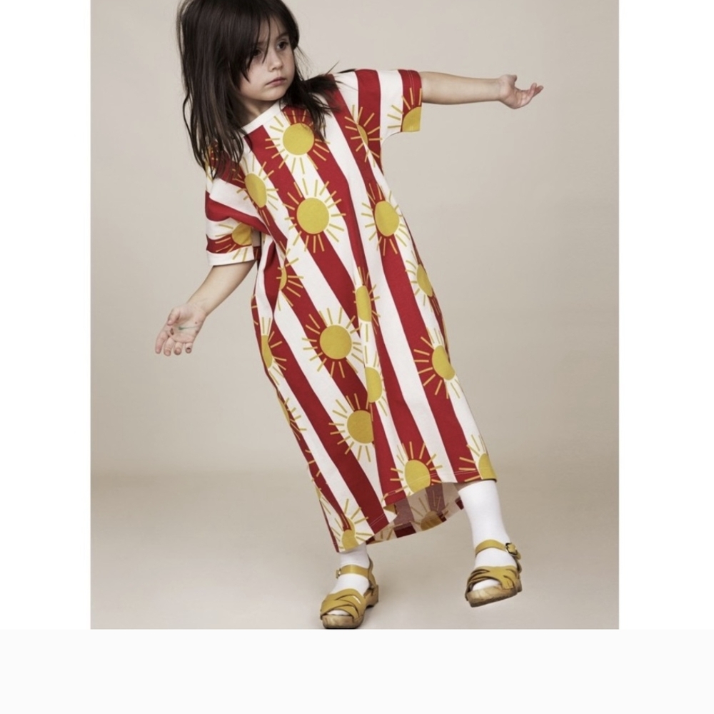 Red and Yellow Striped Sun Dress